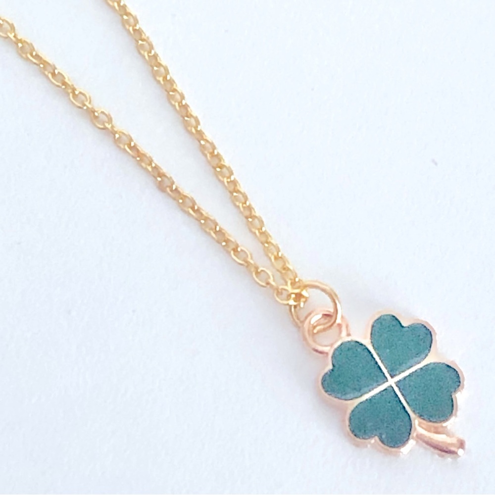 New Lucky Charm Four 4 Leaf Clover Chain Necklace Shamrock St. Patrick’s Day